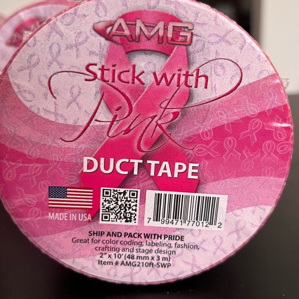 Pink Duct Tape - Home Party Supplies.  (9) Pink Ribbon Mini rolls